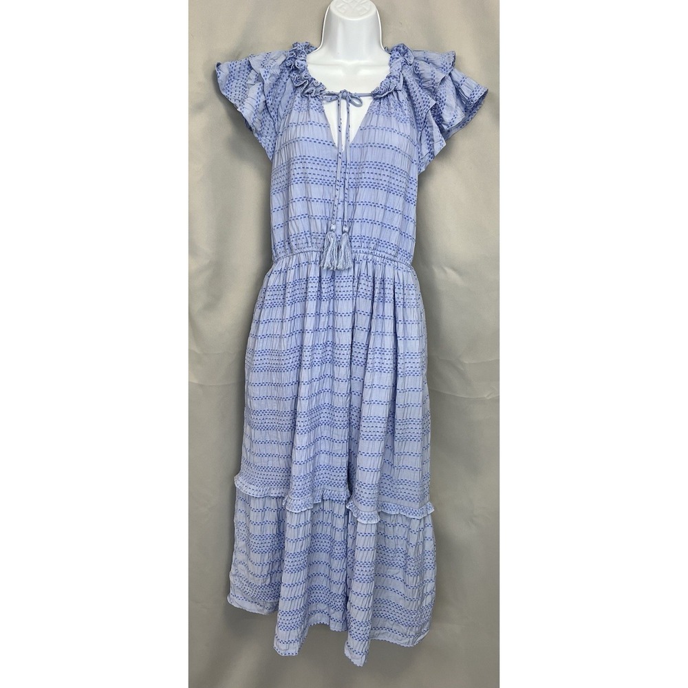 Anthropologie Dress Womens M‎ Petite Tan Talulah Midi Boho Blue